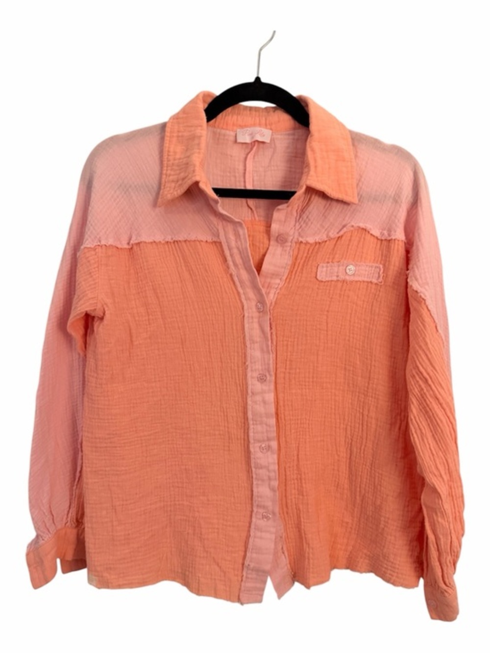 PINK LILY S Beach Relaxed Pink Peach Shirt *FLAW